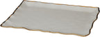 Regency Gold Porcelain Rectangular Platter with Scalloped Edges, Metallic Gold Rim, 16x11.75in, Elegant Serving Dish for Appetizers, Desserts & Buffet, Durable Dinnerware for Entertaining & Everyday