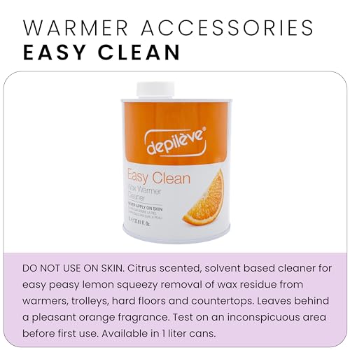 Depileve Easy Clean Citric Wax Cleaner and Remover for Warmers and Professional Equipment - Cleaning Solution with Orange Scent - for Salon Use - 33.81 oz.