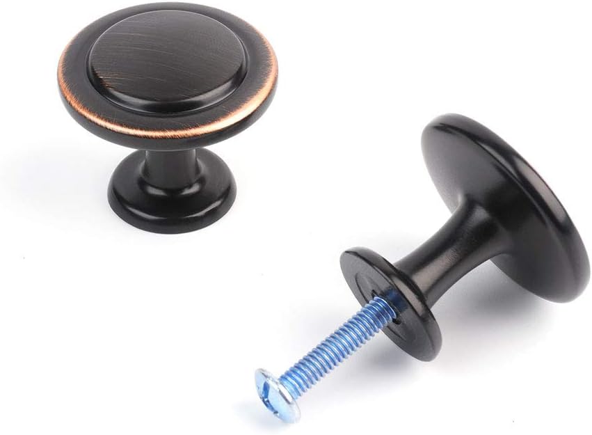 KOOFIZO 10 Pack Oil Rubbed Bronze Cabinet Knobs Pull Round Single Hole 1960