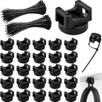 225 PCS Magnetic Cable Ties Set, 22mm Magnetic Zip Tie Mount with 200Pcs Cable Ties, 25 Magnetic Cable Holders & 200 Zip Ties for Cables, Wires, Cords, Hoses