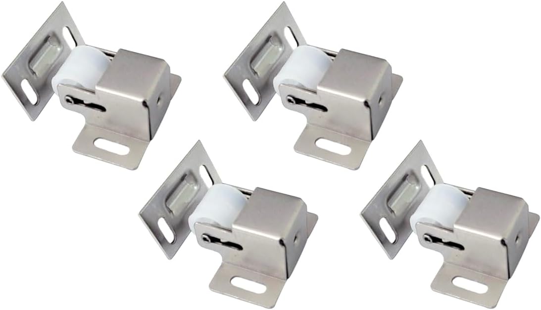 Heavy Duty Large Jumbo Roller Catch Latch for Closet Doors and Cabinets, Matte Nickel, Made in Taiwan, 2 Pack