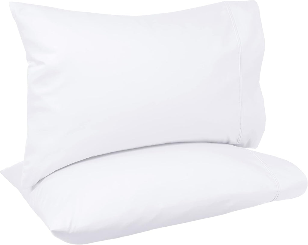 Amazon Basics 400 Thread Count 100% Cotton Pillow Cases, Soft, Wrinkle Resistant, Sateen Weave, Standard Size, 30" x 20", Dark Gray, Set of 2