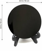 Black Obsidian Scrying Mirror 3.94 in with Wooden Stand, Premium Quality Obsidian Mirror for Meditation, Witchcraft, Divination and Spiritual Practices (100 mm)