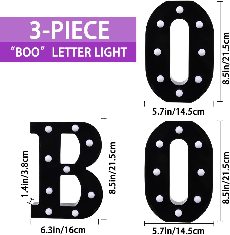 Halloween Decorations Indoor 3 LED Marquee Light Up Letters Boo Sign