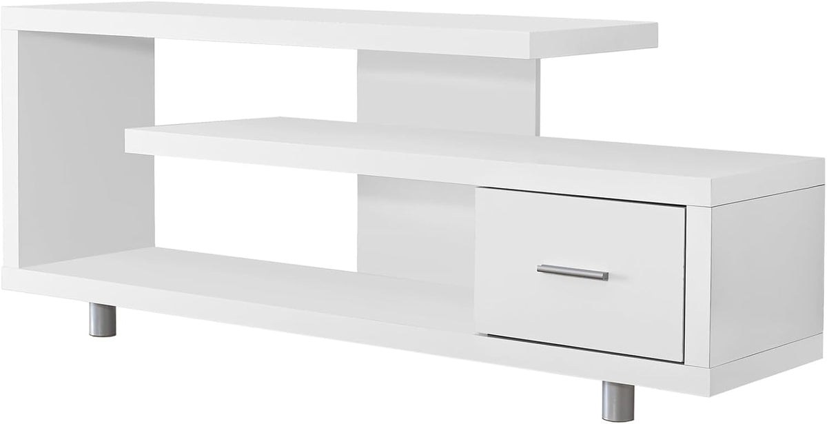 Monarch Specialties TV Stand with 1 Drawer, 60"W, White