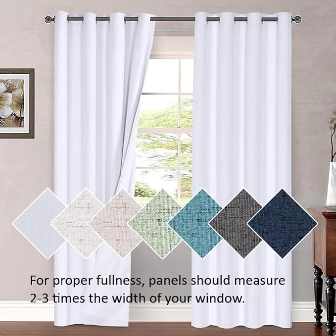 H.VERSAILTEX Living Room Linen Semi Sheer Curtains Nickel Grommet Curtains - Image 8