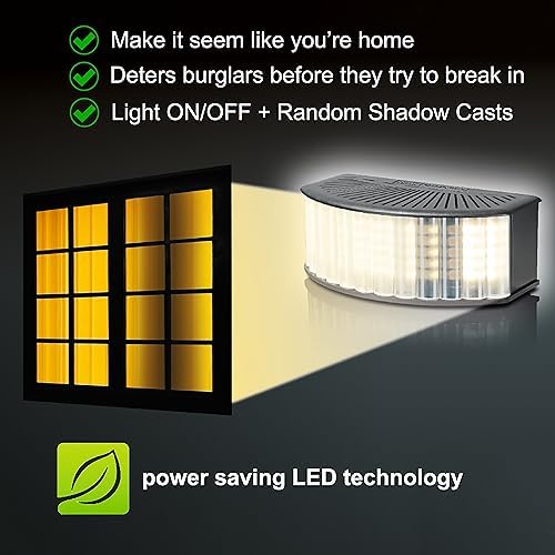 Attendance Simulator - DIY Home Security System That Casts Shadows on Curtains or Walls to Deter burglars Before They Try to Break in - Security Light for Home Safety - Wood-Look Beech
