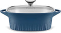 CorningWare QuickHeat 3.2-QT Cast Aluminum Roaster With Lid & Non-Stick Ceramic Interior, Lightweight and Fast Even Heat Baking & Cooking, For Meats, Soup, Browning, Searing, French Navy