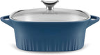 CorningWare QuickHeat 3.2-QT Cast Aluminum Roaster With Lid & Non-Stick Ceramic Interior, Lightweight and Fast Even Heat Baking & Cooking, For Meats, Soup, Browning, Searing, French Navy