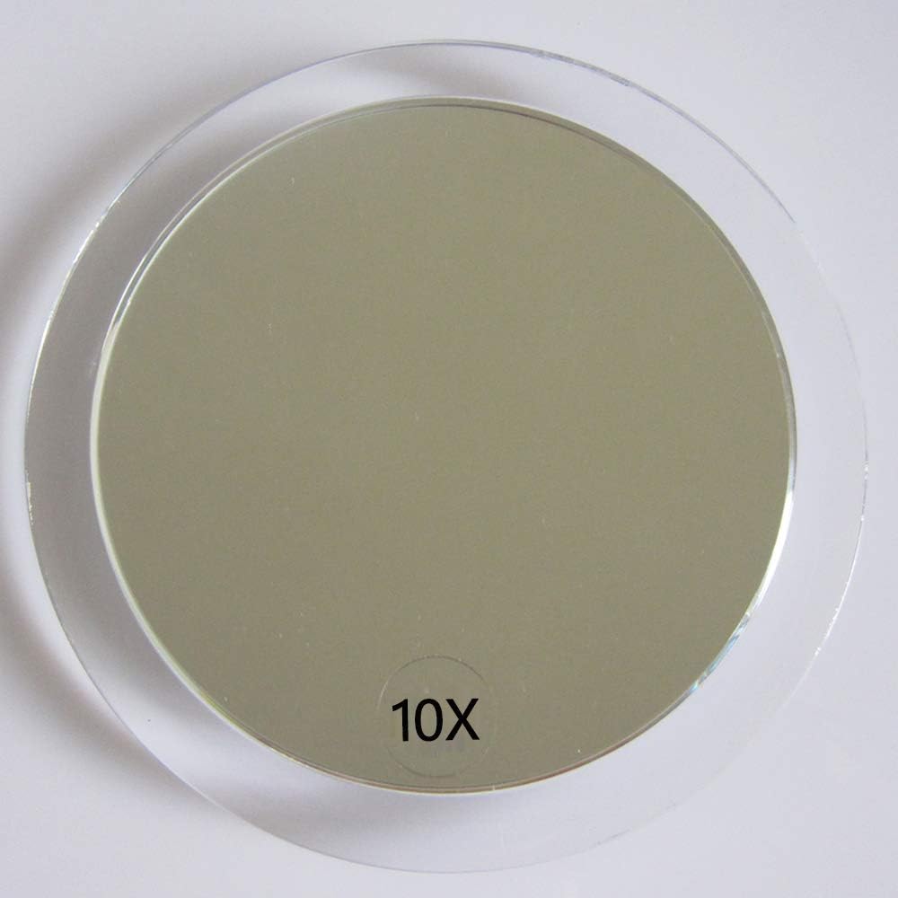 SANTOO 10X Magnifying Mirror - with 3 Mounting Suction Cups - Used for Precise Makeup - Eyebrows/Tweezing - Blackhead/Blemish Removal - Bathroom/Travel Makeup Mirror - 6 Inch Round