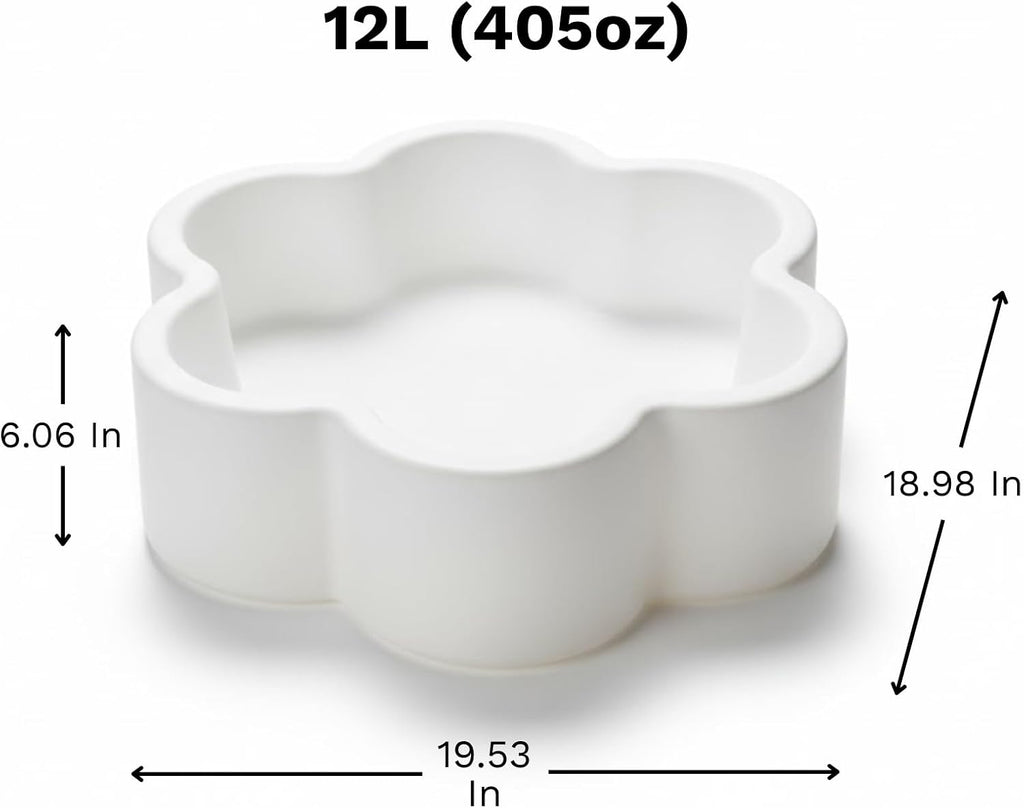 Floating Flower Tray, Single Piece, Lightweight Serving Holder for Drinks Snacks Small Items, Ideal for Summer Relaxation Outdoor Poolside Lounging Beach Parties and Gift Giving - 19.5" 12L White