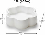 Floating Flower Tray, Single Piece, Lightweight Serving Holder for Drinks Snacks Small Items, Ideal for Summer Relaxation Outdoor Poolside Lounging Beach Parties and Gift Giving - 19.5" 12L White