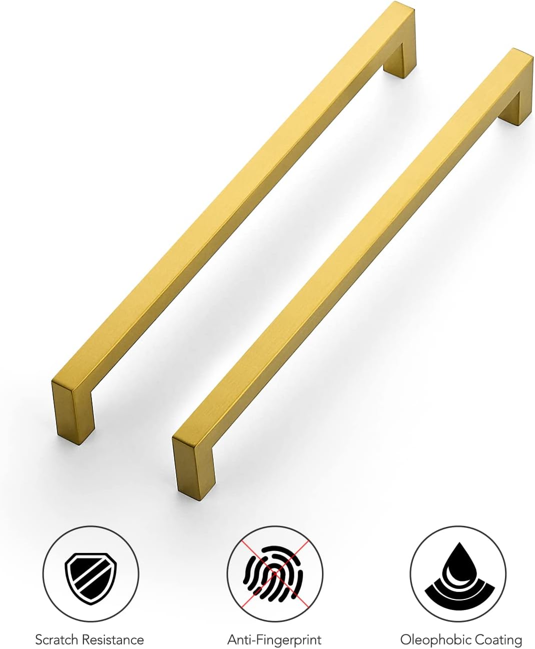 Ravinte Brushed Brass Square Cabinet Handles & Pulls,10 Inch,5 Pack