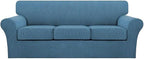 Turquoize 4 Piece Sofa Covers for 3 Cushion Couch Sofa Slipcover Soft Couch by Turquoize