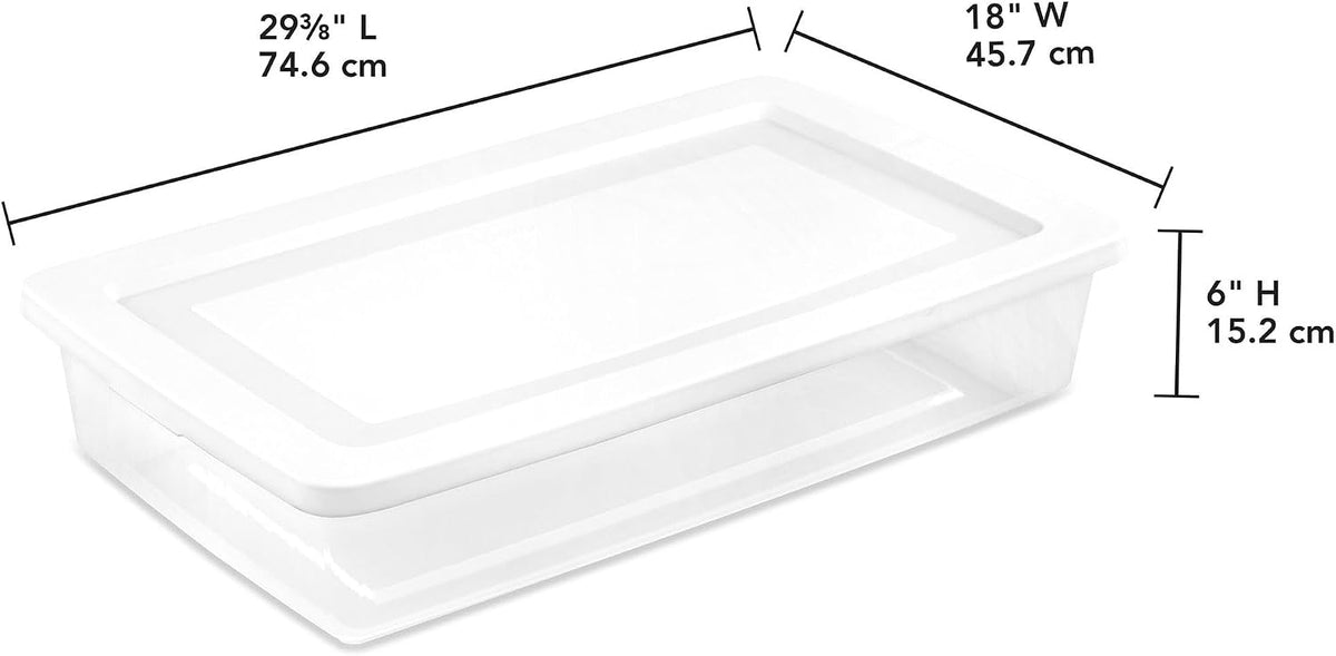 Sterilite Storage Box, Stackable Clear Plastic Bins, 41 Quart, 6-Pack