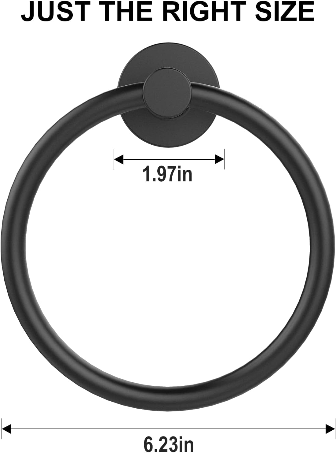 SetSail Towel Holder for Bathroom Wall Matte Black Towel Ring, 2 Pack