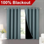 NICETOWN Aqua 100% Blackout Curtains 45 inches Long, 2 Thick Layers Completely - Image 2