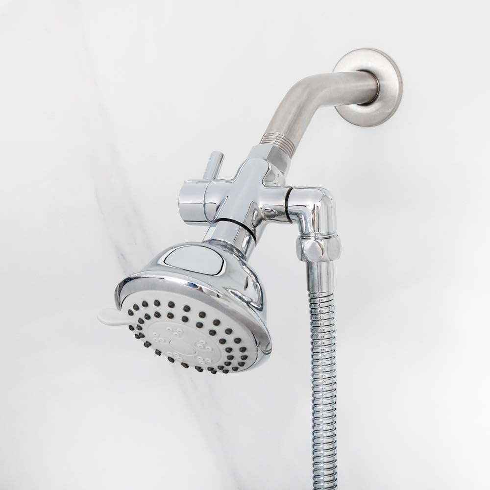 Brass Shower Arm Diverter Valve for Handheld Shower Head and Fixed Spray Head G1/2 3 Way Universal Bathroom System Component Replacement Part, Polished Chrome