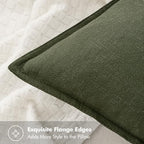 MIULEE Neutral Green/Brown Linen Pillow Covers Pack of 4 Decorative Natural - Image 3