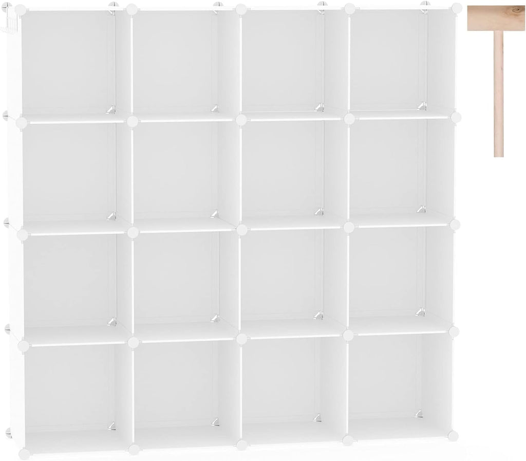 C&AHOME 16 Cube Storage Organizer Cube Shelves Units Storage Cubes, Milky