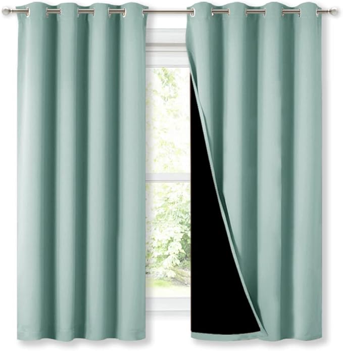 NICETOWN Aqua Blue 100% Blackout Lined Curtains, 2 Thick Layers Completely by NICETOWN