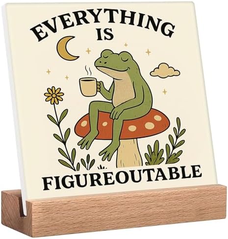 Inspirational Office Desk Decor Everything Is Figureoutable Sign Motivational Gifts For Women Kids - Mental Health Decor Funny Frog Coffee Desk Art Calming Corner Decorations For Classroom Dorm Bedroom