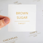 Talented Kitchen Labels for Storage Bins - Water-Resistant Food Container Stickers - Vinyl Jar Labels with Gold Text - Preprinted Pantry Container Stickers - 2.5 x 2.5 in, Pack of 144