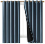 NICETOWN 100% Blackout Lined Curtains, Smoky Blue, 1 Pair, 2 Thick Layers - Image 2