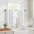 NICETOWN Farmhouse Valances for Kitchen/Bathroom/Living Room/Bedroom Blackout Privacy Adjustblae Rod Pocket Short Winow Curtains for Cafe/Loft/Office, 1 Pair, 42" x 18" + 1.6" Header, Biscotti Beige