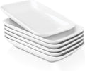DELLING 8 Inch Rectangular Appetizer Plates Set of 6, Porcelain Salad Dessert Plates White, Small Serving Plates for Sushi Snack, Microwave Oven Dishwasher Safe, Stackable Ceramic Plates