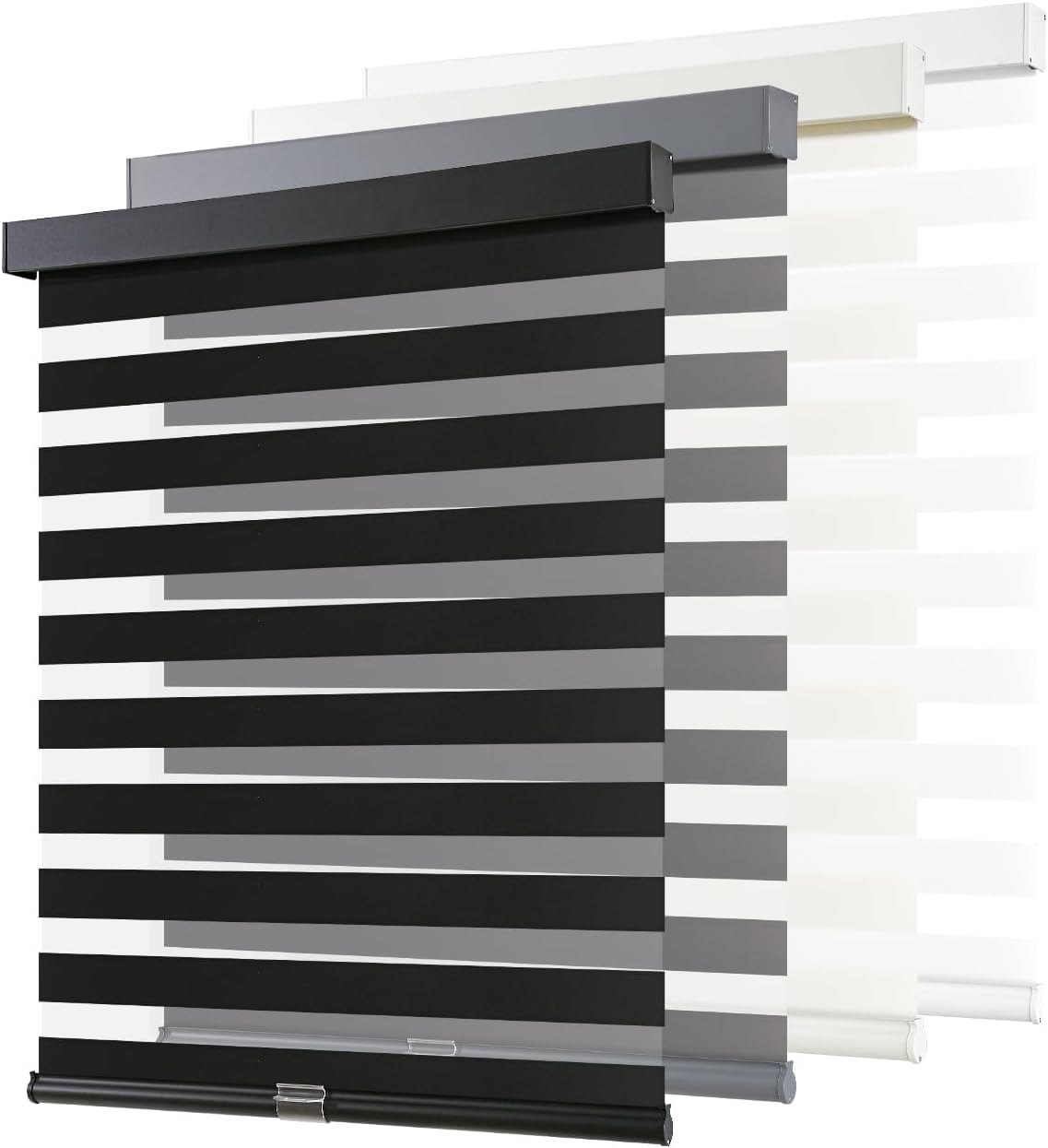 AOSKY Cordless Zebra Blinds for Indoor Windows, 34" W x 72" H, Grey
