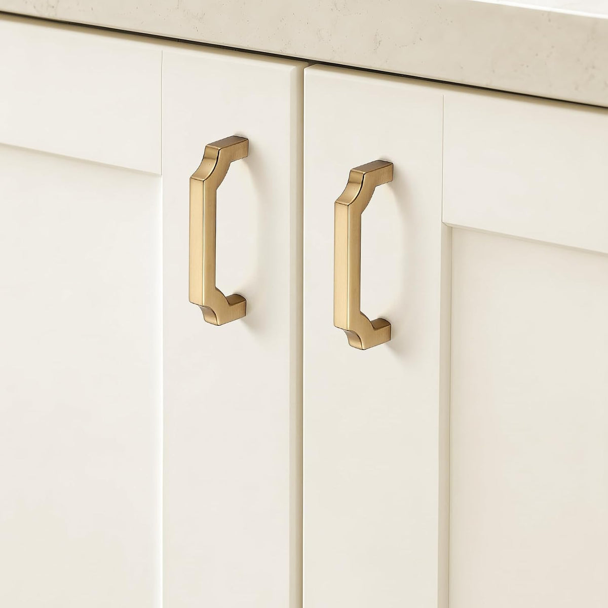 5 Pack Brushed Brass Cabinet Handles, 3" Solid Kitchen Drawer Pulls