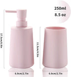 YAUKPH Bathroom Soap Dispenser and Toothbrush Holder Striped Pink