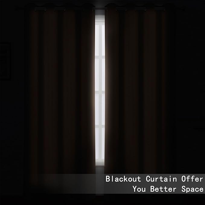 LEMOMO Blackout Curtains 52 x 120 Inch Long Cappuccino Curtains Set of 2 Panels - Image 3
