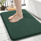 OLANLY Memory Foam Small Bathroom Rugs 24x16, Absorbent Mat, Blackish Green