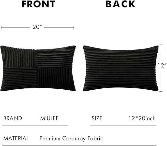 MIULEE Black Decorative Lumbar Throw Pillow Covers 12x20 Inch - Image 6