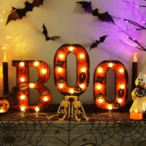 Zimati Halloween Decorations Indoor Boo Sign Mantel Decor, 8.5 in