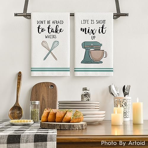 Artoid Mode Ware Funny Coffee Kitchen Towels Dish Towels, 18x26 Inch Farmhouse Daily Holiday Cooking Baking Decoration Cleaning Set of 4