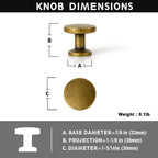 Antique Brass Cabinet Knobs, 1-3/16 Inch Round, Set of 12, Single Hole