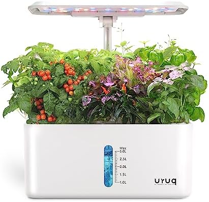 8 Pods Hydroponics Growing System with LED Grow Light - White