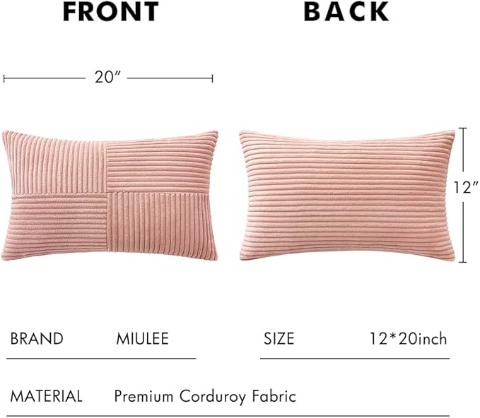 MIULEE Pink Decorative Lumbar Throw Pillow Covers 12x20 Inch - Image 6