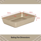 Glad Baking Pan Nonstick - Oblong Metal Dish for Cake and Lasagna - Heavy Duty Carbon Steel Bakeware, Small, Gold