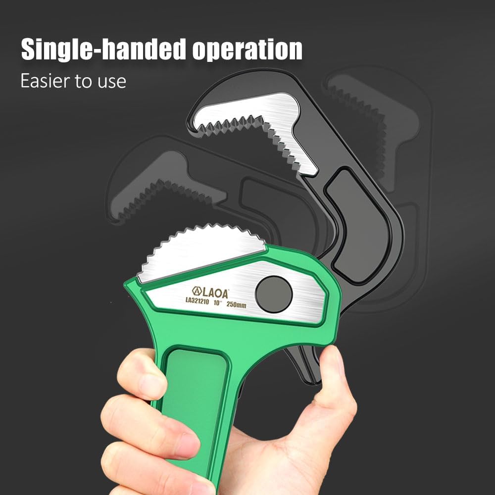 LAOA 18 inch Quick Adjust Pipe Wrench, Heavy Duty Aluminum Handle Plumbing Tool with Three-Sided Grip Teeth, Ratcheting Pipe Wrench for Plumbers, HVAC, Pipe Repair and Home Maintenance