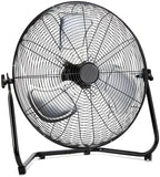 Amazon Basics 20" High Velocity Industrial Cooling Floor Fan with 3 Speeds, Tilt Head, ETL-Listed Safety Compliance, Metal Housing and Blades, for Commercial Space/Garage/Gym, 125W, Black
