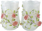 LUANT Resin 3D Roses 5PC Bathroom Accessories Set Soap Dispenser/Toothbrush Holder/Tumbler/Soap Dish (White)