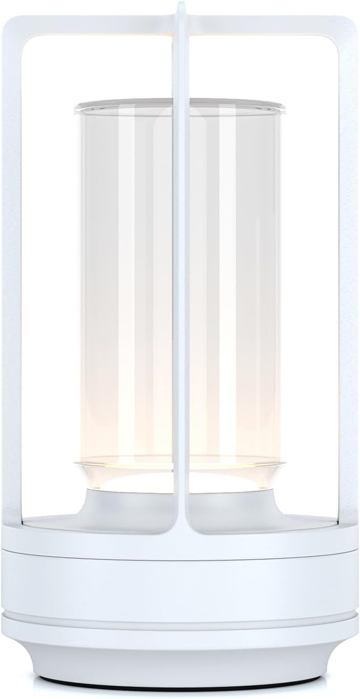 Rechargeable Cordless Small Metal Table Lamp, Stepless Dimming, 3-Color