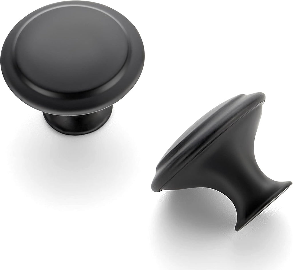 Ravinte Matte Black Cabinet Knobs Kitchen Pulls 1-1/4 Inch 40 Pack