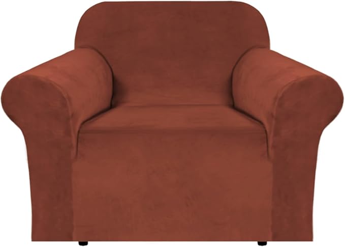 H.VERSAILTEX Stretch Velvet Armchair Cover Couch Covers 1 Cushion Chair by HVERSAILTEX