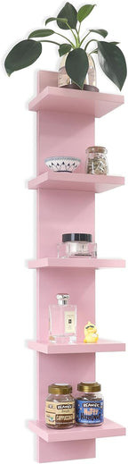 Homaterial 5 Tier Floating Wall Shelf, Pink