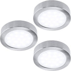 LUMILAND Wired LED Puck Lights 120V (2.7Wx3) Plug-in Lighting Warm White, LED Cabinet Light for Kitchen Can Be Surface Mount or Recess Mount, Satin Nickle